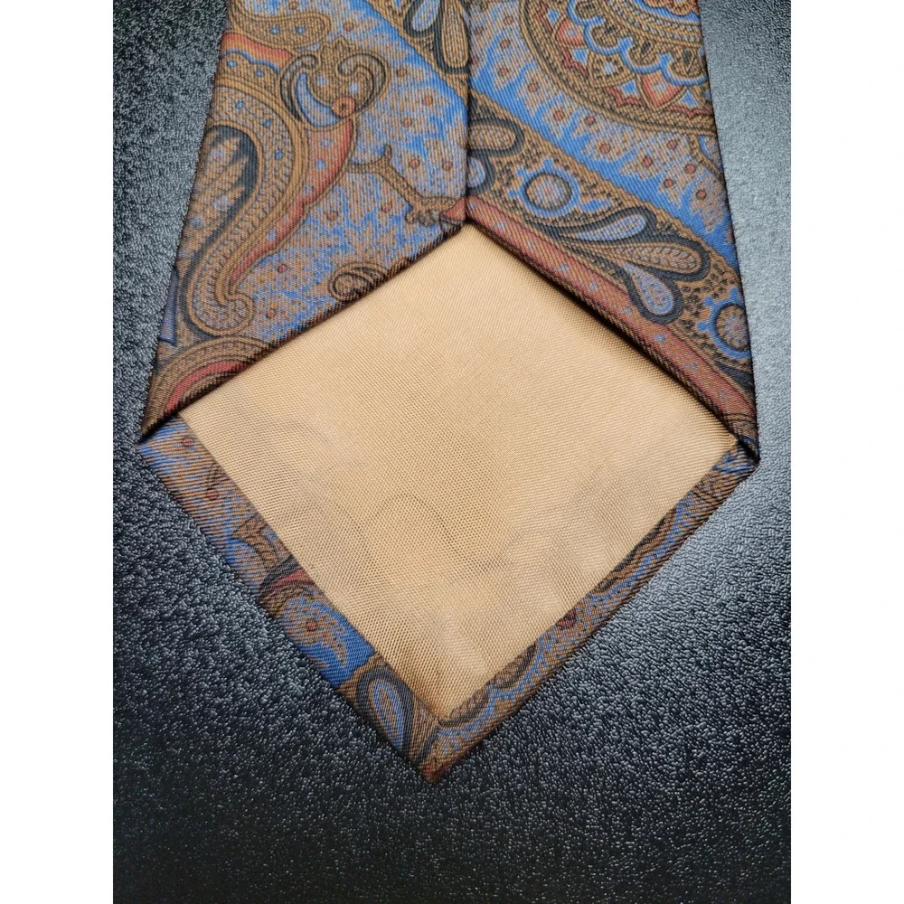 Gianni Versace Men's Necktie Brown Blue Paisley Silk 3.75x57 Excellent
